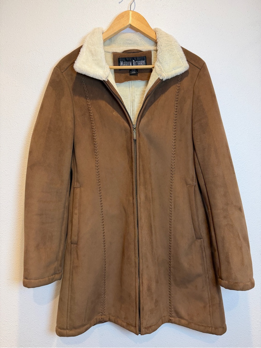 Marvin Richard’s Vintage Faux Suede Shepa Lined Zip Coat Mobwife Y2K Size S